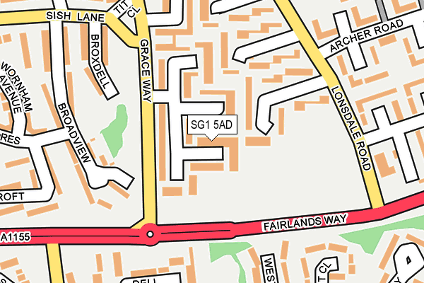 SG1 5AD map - OS OpenMap – Local (Ordnance Survey)