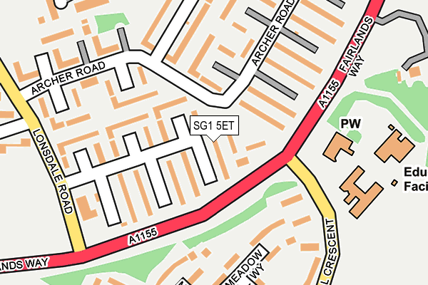SG1 5ET map - OS OpenMap – Local (Ordnance Survey)