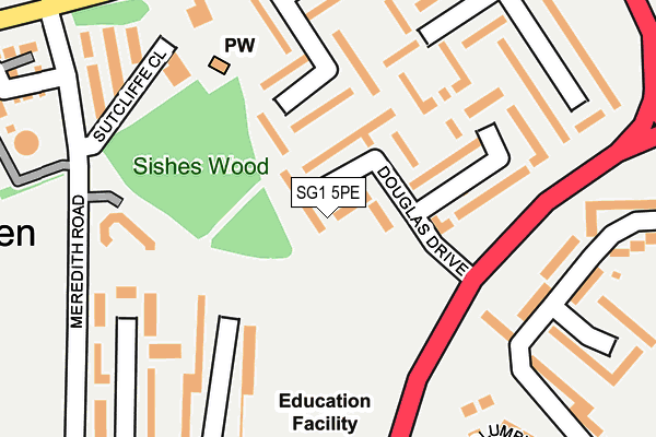 SG1 5PE map - OS OpenMap – Local (Ordnance Survey)