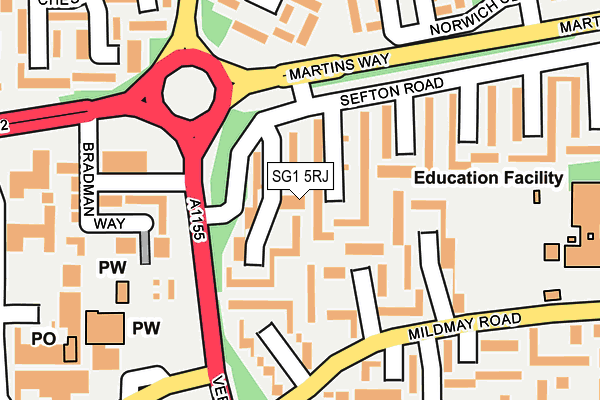 SG1 5RJ map - OS OpenMap – Local (Ordnance Survey)