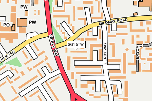 SG1 5TW map - OS OpenMap – Local (Ordnance Survey)