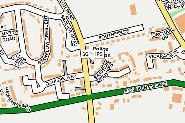 SG11 1PS map - OS OpenMap – Local (Ordnance Survey)