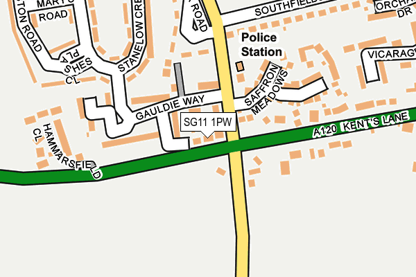 SG11 1PW map - OS OpenMap – Local (Ordnance Survey)