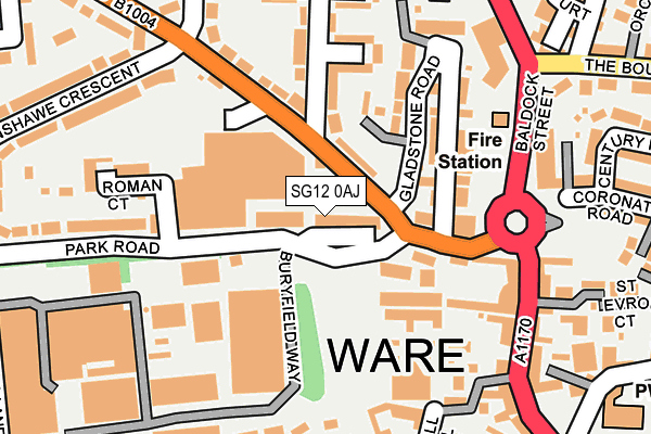 SG12 0AJ map - OS OpenMap – Local (Ordnance Survey)