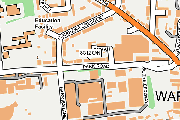 SG12 0AN map - OS OpenMap – Local (Ordnance Survey)