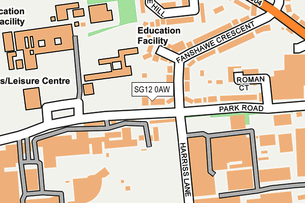 SG12 0AW map - OS OpenMap – Local (Ordnance Survey)