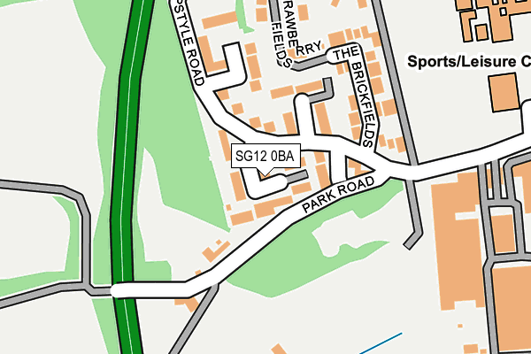 SG12 0BA map - OS OpenMap – Local (Ordnance Survey)