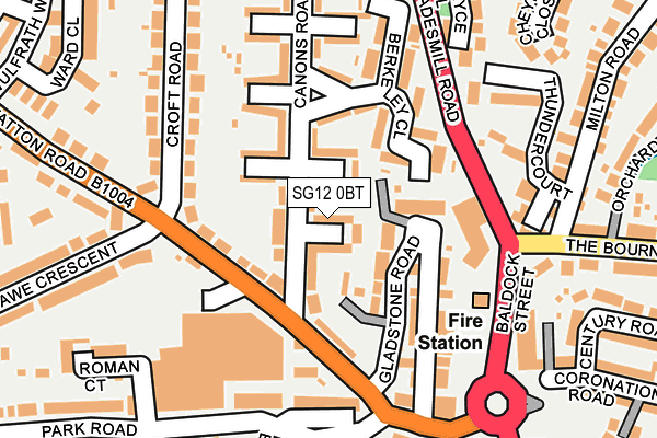 SG12 0BT map - OS OpenMap – Local (Ordnance Survey)