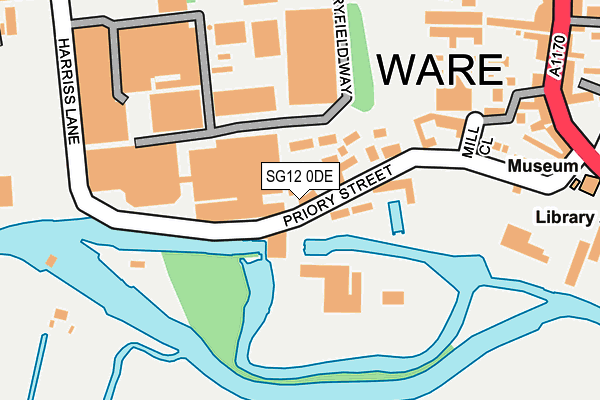 SG12 0DE map - OS OpenMap – Local (Ordnance Survey)