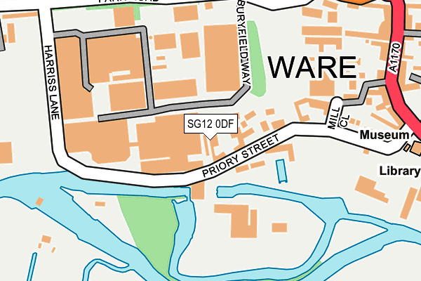 SG12 0DF map - OS OpenMap – Local (Ordnance Survey)