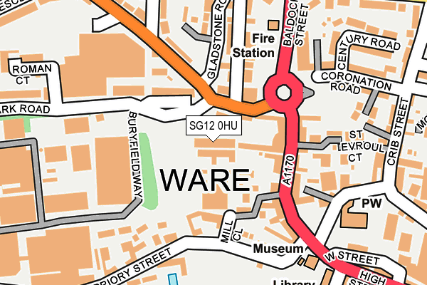 SG12 0HU map - OS OpenMap – Local (Ordnance Survey)