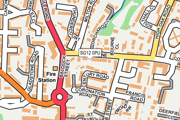 SG12 0PU map - OS OpenMap – Local (Ordnance Survey)