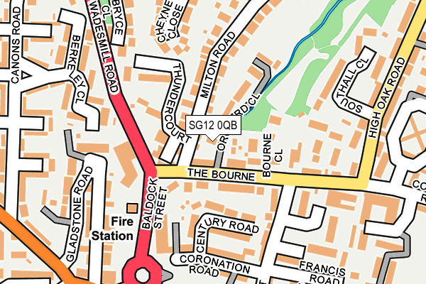 SG12 0QB map - OS OpenMap – Local (Ordnance Survey)