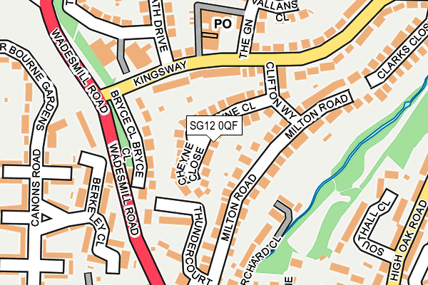 SG12 0QF map - OS OpenMap – Local (Ordnance Survey)