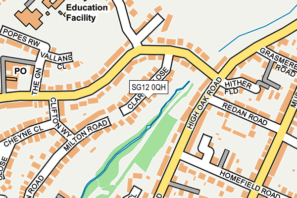 SG12 0QH map - OS OpenMap – Local (Ordnance Survey)