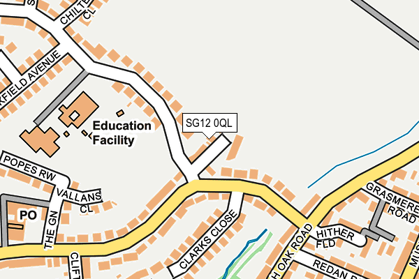 SG12 0QL map - OS OpenMap – Local (Ordnance Survey)