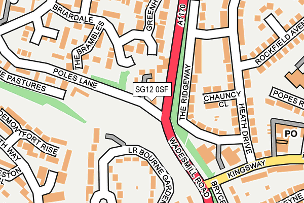 SG12 0SF map - OS OpenMap – Local (Ordnance Survey)