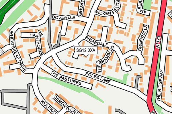 SG12 0XA map - OS OpenMap – Local (Ordnance Survey)