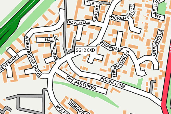 SG12 0XD map - OS OpenMap – Local (Ordnance Survey)