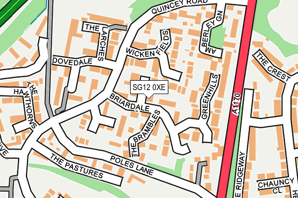 SG12 0XE map - OS OpenMap – Local (Ordnance Survey)