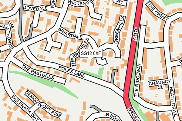 SG12 0XF map - OS OpenMap – Local (Ordnance Survey)