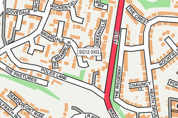 SG12 0XQ map - OS OpenMap – Local (Ordnance Survey)