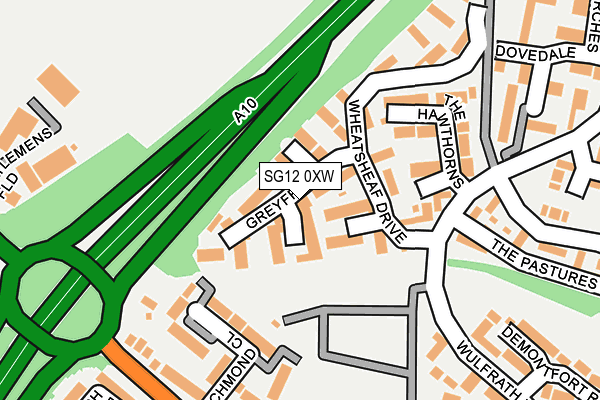 SG12 0XW map - OS OpenMap – Local (Ordnance Survey)