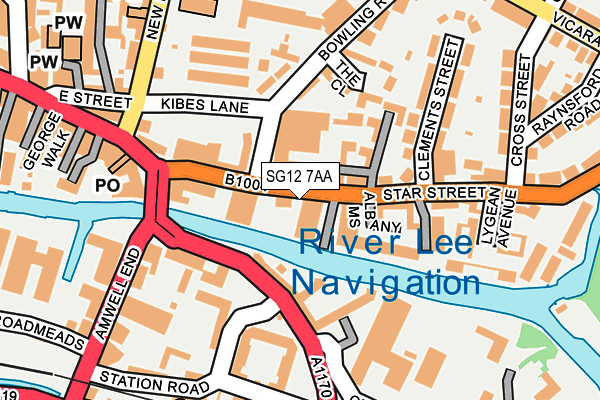 SG12 7AA map - OS OpenMap – Local (Ordnance Survey)