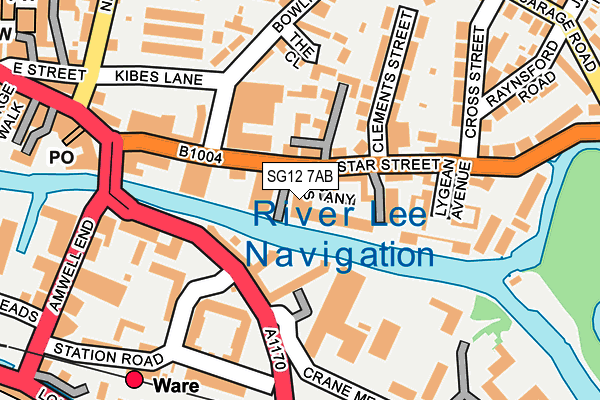 SG12 7AB map - OS OpenMap – Local (Ordnance Survey)