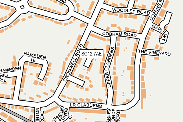 SG12 7AE map - OS OpenMap – Local (Ordnance Survey)