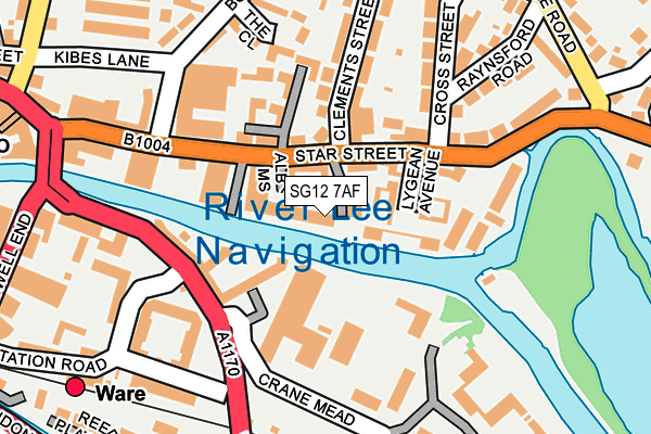 SG12 7AF map - OS OpenMap – Local (Ordnance Survey)