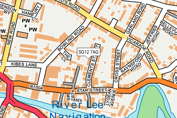 SG12 7AG map - OS OpenMap – Local (Ordnance Survey)