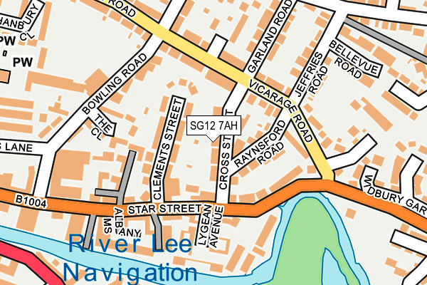 SG12 7AH map - OS OpenMap – Local (Ordnance Survey)