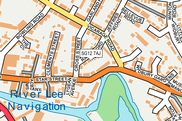 SG12 7AJ map - OS OpenMap – Local (Ordnance Survey)