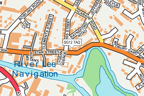 SG12 7AQ map - OS OpenMap – Local (Ordnance Survey)