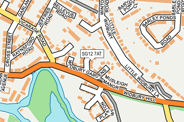 SG12 7AT map - OS OpenMap – Local (Ordnance Survey)