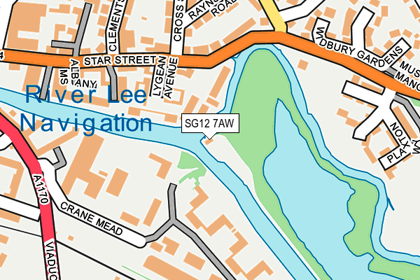 SG12 7AW map - OS OpenMap – Local (Ordnance Survey)