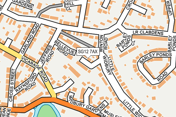 SG12 7AX map - OS OpenMap – Local (Ordnance Survey)