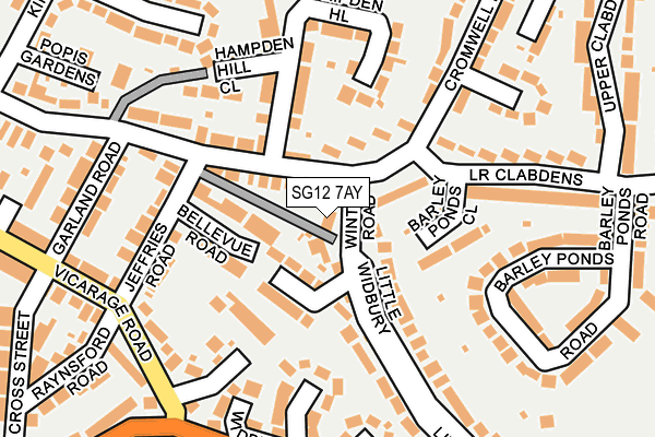 SG12 7AY map - OS OpenMap – Local (Ordnance Survey)