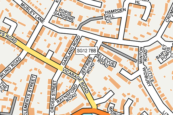 SG12 7BB map - OS OpenMap – Local (Ordnance Survey)