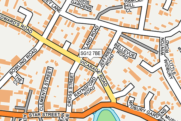 SG12 7BE map - OS OpenMap – Local (Ordnance Survey)