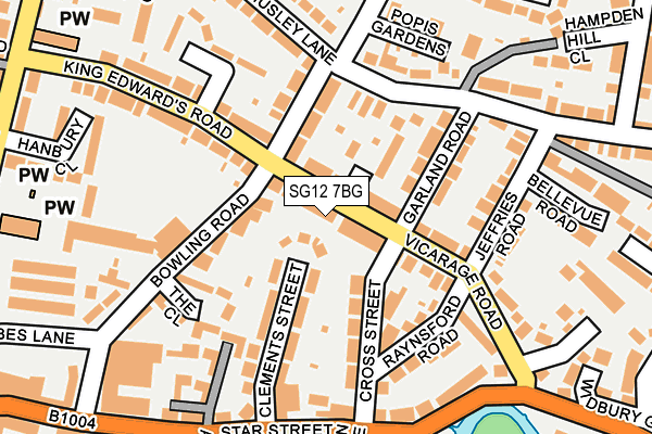 SG12 7BG map - OS OpenMap – Local (Ordnance Survey)