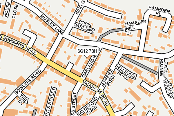 SG12 7BH map - OS OpenMap – Local (Ordnance Survey)