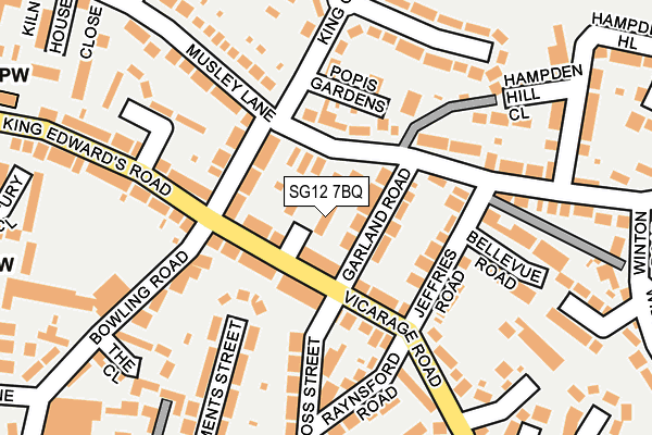 SG12 7BQ map - OS OpenMap – Local (Ordnance Survey)