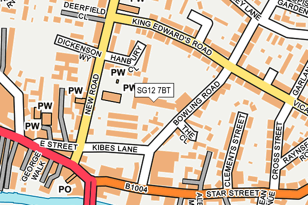 SG12 7BT map - OS OpenMap – Local (Ordnance Survey)