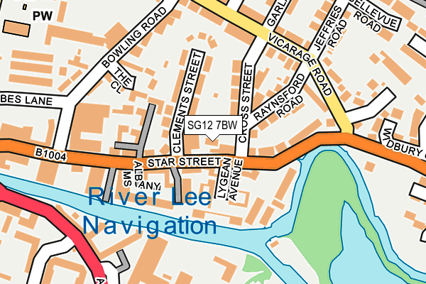 SG12 7BW map - OS OpenMap – Local (Ordnance Survey)