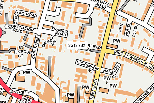 SG12 7BX map - OS OpenMap – Local (Ordnance Survey)