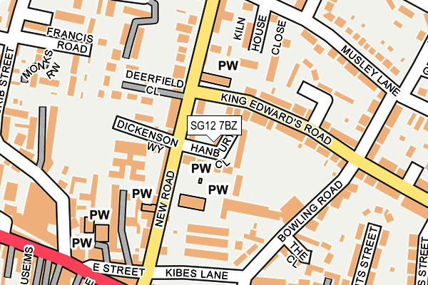 SG12 7BZ map - OS OpenMap – Local (Ordnance Survey)