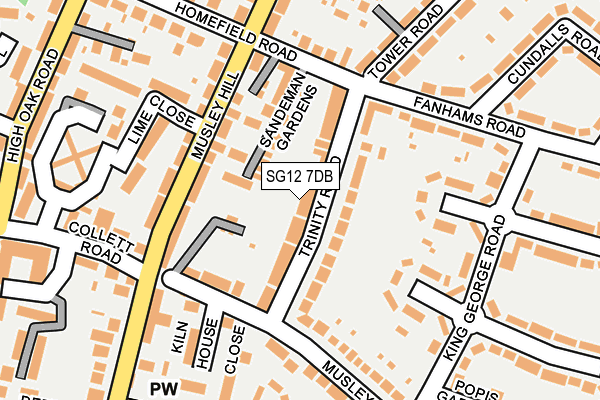 SG12 7DB map - OS OpenMap – Local (Ordnance Survey)
