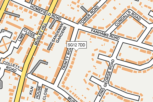 SG12 7DD map - OS OpenMap – Local (Ordnance Survey)